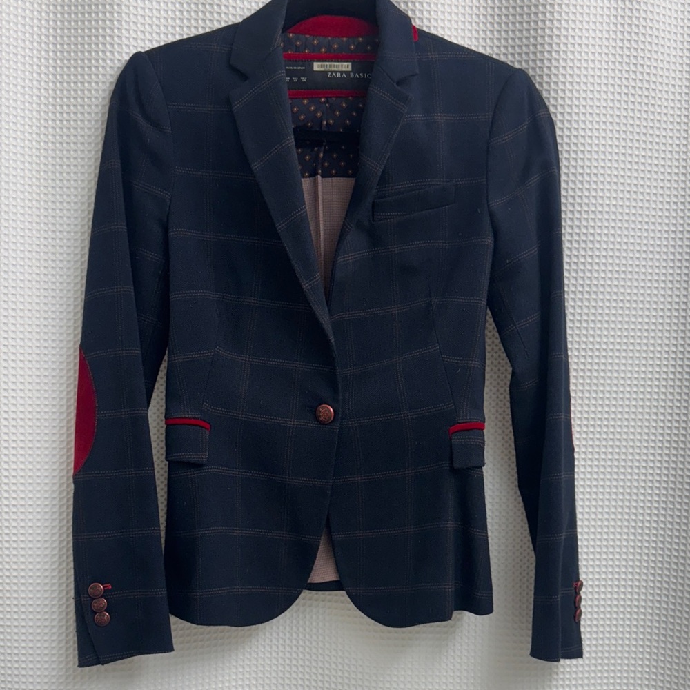 Zara Dark Blue Blazer with Red Details